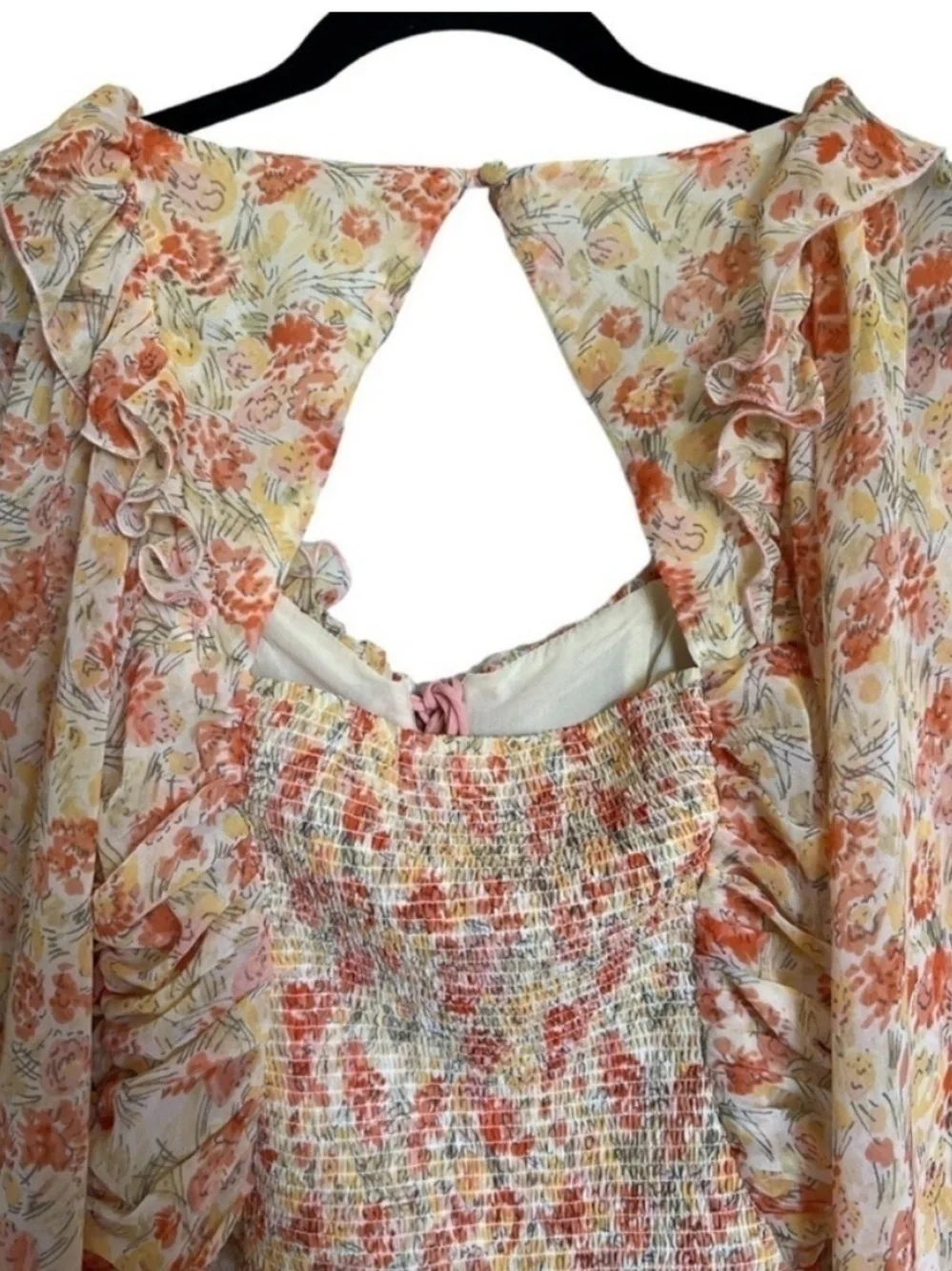Free People Mabel Printed Blouse Spring Combo Floral Smocked Boho Top